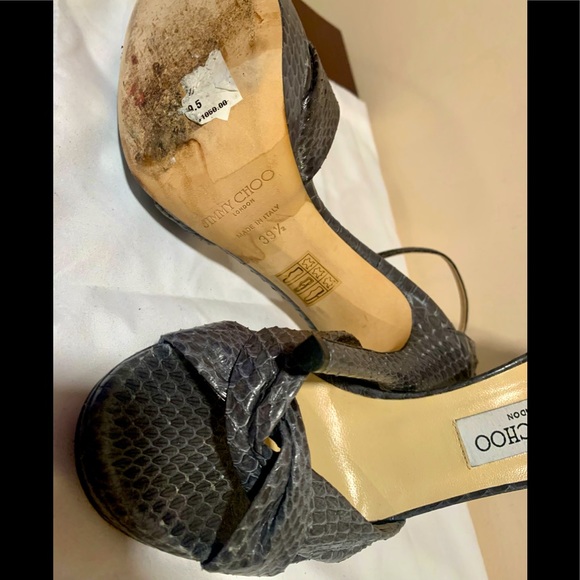 Jimmy Choo Greta Snakeskin Leather Anklestrap heels - Picture 6 of 7